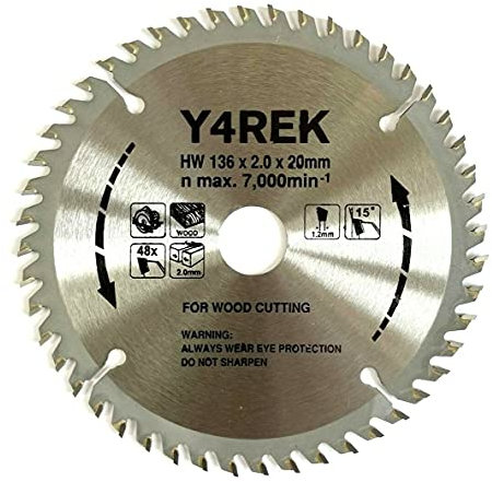 Genuine Y4REK 136mm (5-3/8) x 20mm/16mm x 48T Professional Fine Wood Cutting Cordless Circular Saw Blade for Ryobi Makita Panasonic Hitachi Dewalt Bosch Hilti