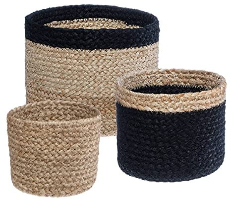 Atmosphera - Set de 3 paniers - Jute - Noir
