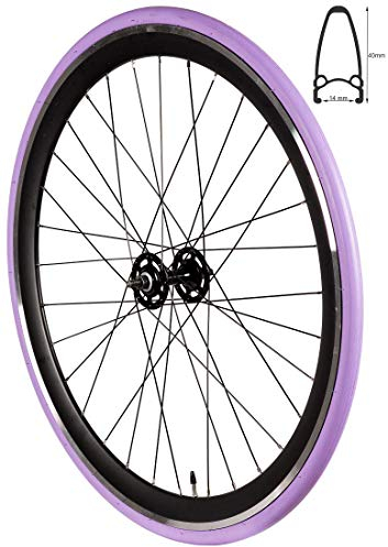 Redondo 28 Zoll Vorderrad Singlespeed Fixie Laufrad Felge Schwarz Lila + Reifen