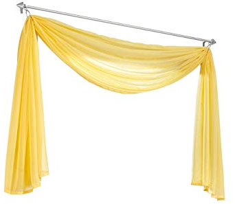 Yaland Voile Transparenter Freihandbogen einfarbig Uni Querbehang Wohnzimmer Gardinenschals (BxH 140x300, gelb) 1 Stück