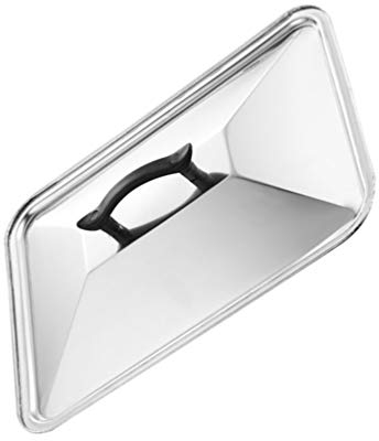 YARNOW Edelstahldeckel Universaldeckel Rechteckiger Anti Hot Topfdeckel Glas Pfannendeckel für Kochtopf Auflauf Töpfe Gusseisen Pfanne Bratpfanne Küche Zubehör 36x27CM Silber