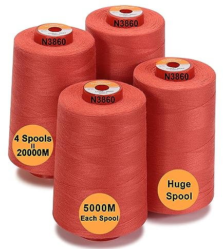 New brothread - 28 Optionen - 4 Große Konen 5000M Allzweck Polyester Nähgarn 40S/2 (Tex27) zum Nähen, Quilten, Patchwork, Serger und Overlock - Coral Reef