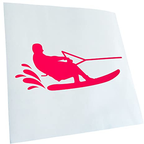 Kiwistar - Autoaufkleber - Wakeboarden Ski Sportler - neonpink - 50x20cm - Heckscheibe Auto Aufkleber wetterfest für Kfz LKW Mofa Truck - Sticker außen selbstklebend Tuning Zubehör für Fenster