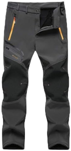 Herren Wanderhose Outdoorhose, Chickwin Winter Softshell Vlies Gefüttert Outdoor Hose Taktische Wasserdicht Langlaufhose für Jagd Trekking und Fahrrad