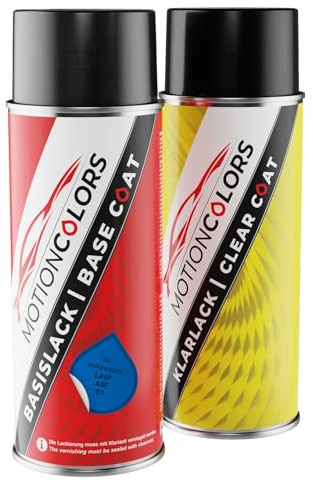 MOTIONCOLORS Summer Blue LA5F / A5F / E1 für Volkswagen/VW Autolack Sprühdosen Set Basislack Klarlack Spraydose 400ml