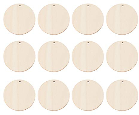 Didiseaon 50 Stück runde Holzausschnitte Geburtstagskalender mit Tags unlackierte Holzscheibe Decoraciones para Salas De Casa Holzschild Kalender DIY Holzschmuck Bambus Erdtöne