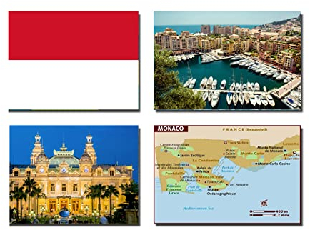 Monaco Kühlschrankmagnete, Monaco-Flagge, Monaco-Flagge, 4 Stück
