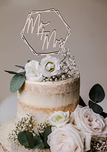 DomAle Cake Topper Hochzeit Mr. & Mrs. - aus Holz - Tortendeko/Blumenstecker für Hochzeit - Made in Austria - Kuchendekoration/Tortenstecker für Hochzeitstorte/als Stecker für Blumenstrauß