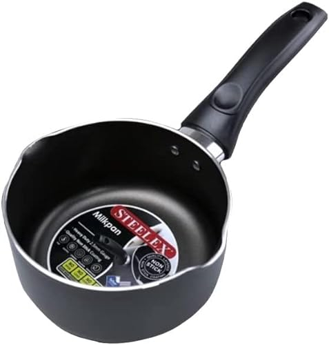 Acense 16cm Non Stick Milkpan –Dual Double Pouring Lips– Durable Cookware for Home & Professional Chefs - Suitable for Gas-Electric-Ceramic-Halogen Hobs