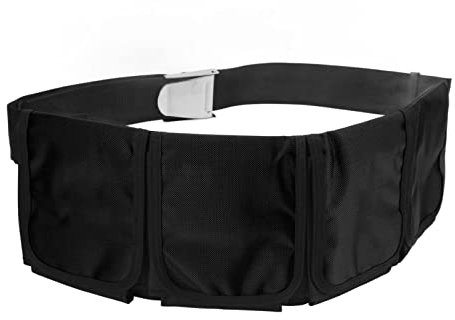 Restokki Scuba Gewichtsgürtel mit 4 Taschen, Schnellverschluss-Schnalle, Tauch-Bleigürtel, Schnorchel, Gurtband, Gewichtstasche, Gürtel, passend für Taillenumfang von 32 bis 52 Zoll(Schwarz)