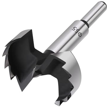 Vearter 55mm Forstnerbohrer, Vielzahn Holzbohrer aus Stahl mit Hohem Kohlenstoffgehalt mit Rundem Schaft, Lochbohrer für Holz, Massivholz, MDF, Kunststoff, Spanplatten, Sperrholz