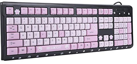 Teclado Sanrio, Teclado Rosa, Teclado USB con Cable, Ultrafino, Dibujos Animados Bonitos para el Hogar, Oficina, Ordenador Portátil, Universal (Polvo Negro)