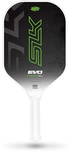 SLK Evo Power XL - Pala de pickleball de fibra de carbono G9 Power, con superficie SpinFlex y núcleo de polímero híbrido Rev, color verde