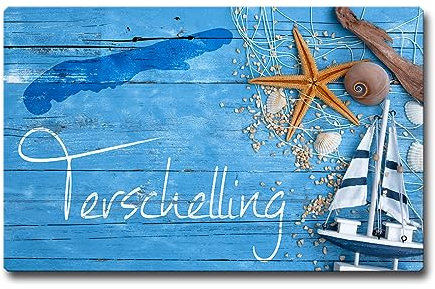 TRIOSK Kühlschrankmagnete Nordsee Magnet Insel Terschelling Spruch Souvenir Geschenk Maritim für Reiselustige Frauen Männer Nordseeliebhaber Kühlschrank stark eckig groß 85x55 mm