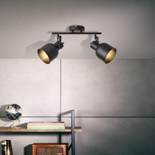 Lightbox industrielles Spotrohr - 18 x 35 x 26 cm - Deckenstrahler mit schwenkbaren Köpfen - 2 x E14, max. 18 W - aus Metall - in Sand Schwarz