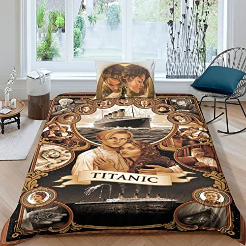 BYTUGI Titanic Bettwäsche 3D Bettbezug, Titanic Set Bettwäsche Set Bettbezüge Mikrofaser Bettbezug Mit Reißverschluss Und Kissenbezug Single(135x200cm)