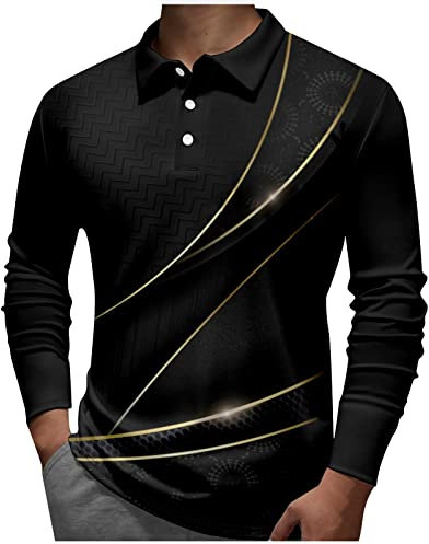 Generisch Tshirt Herren Langarm, Henley Shirt Männer V-Ausschnitt Freizeitlangarmshirt Vintage Casual Leicht T Shirt T Langarm Hosen Schwarz Oneal MTB Shirt Winddicht Jersey Shirt (4XL, Gold)