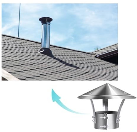 Comignolo,Cappellino per camino in acciaio inox,Cappuccio per Camino,Fumaiolo Comignolo Cappello,Cappello terminale Antivento,Tubo di Scarico Comignolo Tappo Antipioggia ( Size : D24cm*40cm/9.45in*15.