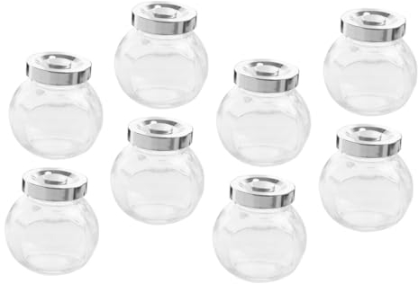 Ciieeo 8piezas Botes De Vidrio Transparentes Unidades Tarros Sellados Para Cocina Frascos Herméticos Para Alimentos Secos Para Cereales Frutos Secos y Granos Diseño Duradero y Aire Hermét