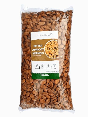 Coyote-herbs Noccioli di albicocca amara 907 g/32 oz semi crudi, mandorle amare di alta qualità, ricchi di vitamina B17 naturale