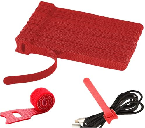 : GaoBangM 100 Pcs Reusable Cable Ties, Cable Ties, Fastening Straps, Adjusting Straps, for Electrical and Electronic Products,Cable Straps,Home Office Cable Organizer (Red)