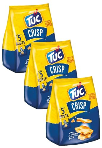 Tuc Crisp, Sfogliatine Croccanti a Base di Patate cotte al Forno con Grano 100% Italiano, 150g (multipack 5 bustine da 30g) (Confezione da 3)