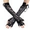 Shengxi 1 Paar Ellenbogen Schnüren Steampunk Handschuhe Schwarz Lang Spitze Fingerlose Handschuhe Damen Sexy Kreuz Bandage Handschuhe Retro Punk Handschuhe für Hochzeit Halloween Fasching Cosplay Part