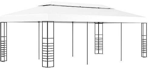Homgoday Pavillon Festzelt 6x3m Weiß Outdoor Gartenunterstand für Terrassen, Hinterhof und Rasen Partyzelt Event Zelt Festzelt Vordach