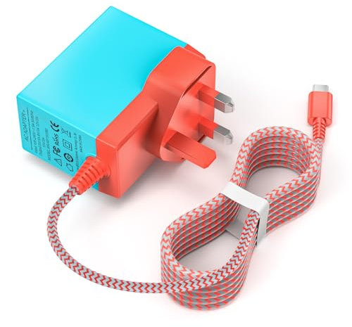 Charger for Nintendo 39W Charger for Nintendo Switch Lite/Switch Dock/Switch OLED/Switch Pro Controller Support TV Mode Switch Power Cable AC Power Adapter 15V 2.6A PD Fast Charging UK Plug