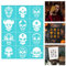 BEUNITONE 2 Stück Totenkopf Druckschablonen Skelett Malvorlagen Siebdruckvorlage Totenkopf Muster Schablone Für Heimwerker Basteln Malen Spray Scrapbooking