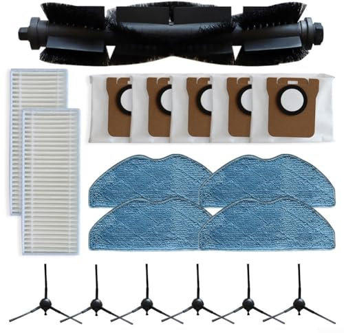 Ersatzteile für 360 für Botslab S8 Plus Staubsaugerzubehör, 1 x Hauptbürste + 6 x Seitenbürsten + 2 x Filter + 4 x Wischtücher + 5 x Staubbeutel