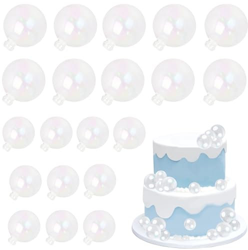 Blumomon 20Pcs Round Ball Cake Toppers White Ballon Cupcake Topper DIY Dessert Cake Decoration Birthday Party Wedding Supplies Baby Shower Cake Decoration