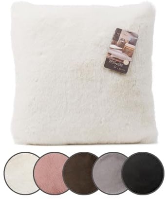 liebling Fellimitat Kissen, Sofakissen, 100% Polyester, 60 x 60 cm, Farbe: wollweiß
