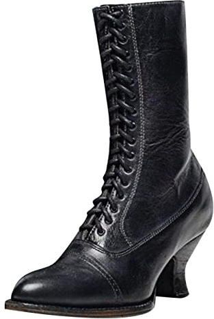 Gothic Stiefel Damen Schnürstiefel Viktorianische Stiefel Vintage Schnürsenkel Stiefeletten Mit Absatz Spitz Steampunk Ankle Stiefel Schnüren Kurzschaft Stiefel Reißverschluss Renaissance Schuhe