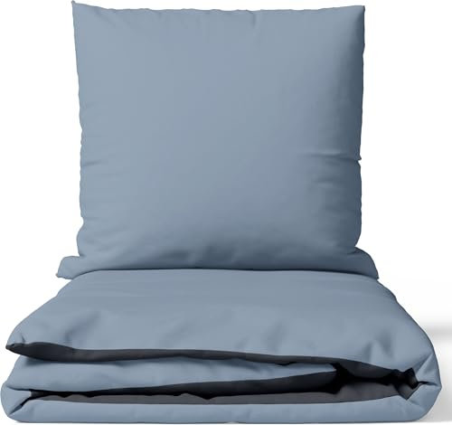 Leonado Vicenti Bettwäsche Baumwolle 200x200 cm Silber Grau Uni Einfarbig Set Schlafzimmer Garnitur Wendebettwäsche Bezug Decke mit verdecktem Reißverschluss