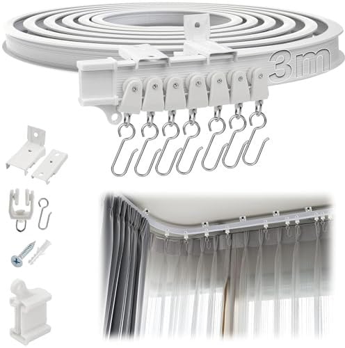 SWTYExt Vorhangschiene Deckenmontage 3m Gardinenschiene Deckenmontage Curtain Rail Deckenschiene Vorhang Flexible Gardinenschiene Vorhang Schiene für Wohnmobile Duschecke Erkerfenster RV Raumteiler