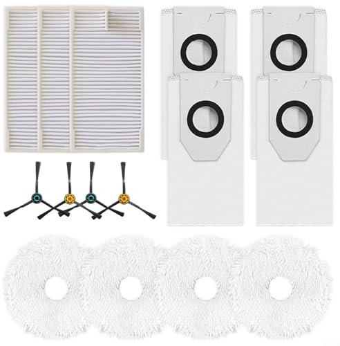 Uwithdanceme Sweeper Accessories For For Midea V12 /Eureka J12Ultra Vacuum Cleaner 3 Filters + 4 Dust Bags + 4 Mops + 4 Side Brushes