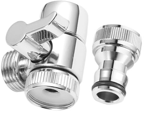 Mikikit Lightweight Easy to Use Washing Machine Inlet Adaptor Silver Faucet Adapter for Sink Water Separ