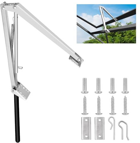 Inoamity Automatischer Fensteröffner für Gewächshaus – Set mit thermischer Belüftung, 15-30 °C mit verzinkter Feder, Belastung 7 kg, Öffnung 45 cm, Installation ohne Strom (1 Stück)