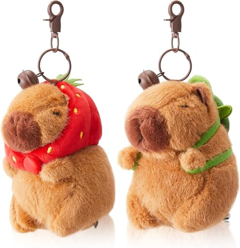 Tomatoys X2 Peluche Capibara Llavero 19 cm - Dos LLaveros Peluches de Capybara o Carpincho. Accesorios Adorables y Ligeros para Llaves, Bolsos (Llavero)
