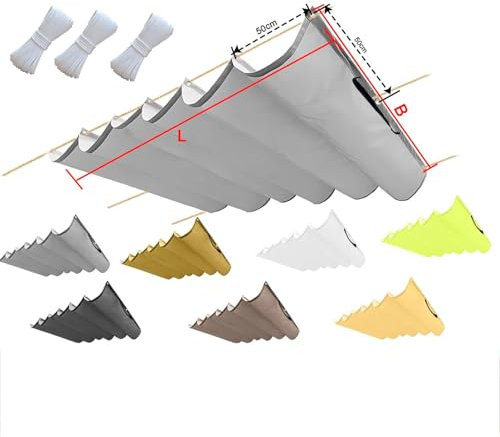 2025 Toldo Vela de Sombra Retráctil Impermeable,Red de Sombra,Vela de Sombra Exterior,Tela Oxford para Terraza, Jardín, Patio y Balcón, con Ojales y Cuerdas de Fijación (Grey,1.5x5M)