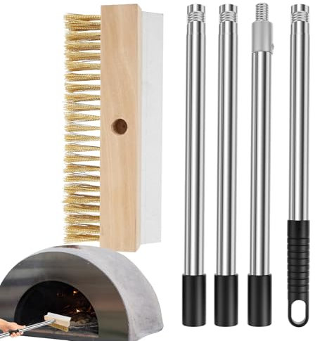 Acunny Pizza Stone Cleaner, Grill Cleaning Brush, 149 cm, Heat-Resistant Grill Brush with Scraper for Men and Women, Grill Accessories, Oven Cleaning