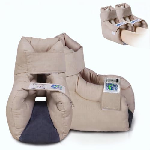 EZ Assistive Fersenschutz Wundkissen Bettkissen gegen Druckstellen | Fußkissen für bettlägerige Patienten Zubehör, Knöchelkissen Fersenschutz für Fersenschmerzen (Khaki, Standardgröße-2PCS)