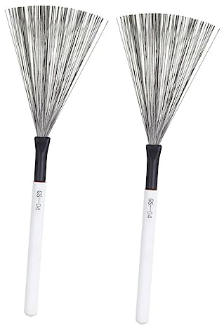 Hoement 2 Stück Jazz Drum Brushes mit Holzgriff Langlebige Stahl drahtbürsten für Schlagzeug Vielseitiges Instrumentenzubehör für Anfänger und Profis Schützend und Praktisch für Übung und