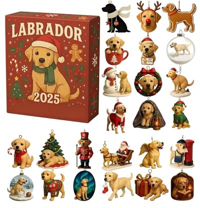 Weihnachtsdeko Adventskalender Hund 2025 | 24 Tage Advent Labrador Retriever Anhänger Weihnachtskalender | 2d Acryl Niedliche Golden Retriever Ornamente Für Die Vorweihnachtszeit