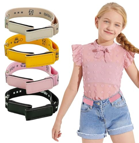 THQAE 4 stycken justerbart barnbälte, elastiskt bälte barn, för pojkar flickor jeans shorts byxor klänning