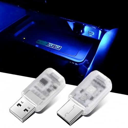 joonnair 2 Mini USB LED Licht, Sieben Farben, Auto USB Innenbeleuchtung, USB Beleuchtung Atmosphäre für Auto-Innenraum, Laptop, Home Decor, Lesen, Schlafen