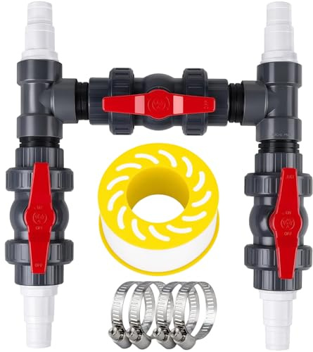 Bypass Pool Set Ø50 mm, Anschluss-Set für Poolheizung & Wärmepumpe | Solarheizung Kompatibel, Wasserflussregulierung für Poolkreislauf, mit 32/38 mm Schlauchtüllen & PVC Kugelhähnen