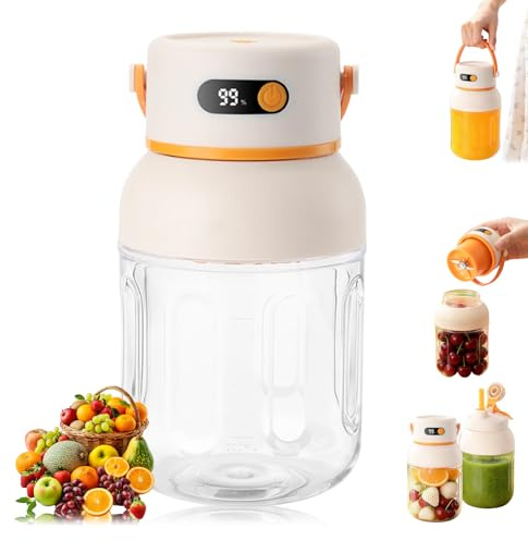 Portable Electric Juicer Cup, Wireless Smoothie Blender, 28oz Large Cordless Portable Juice Cup Blender with Digital Display, USB Rechargeable, for Gym Office Outdoor