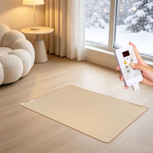 Elektrisch beheizter großer Teppich, beheizter Bodenteppich, | Mit einstellbarer Temperatur und Timer, Fußbodenheizung,Haustier-Heizkissen für Yoga,Indoor-Spiele(C,50x100cm)